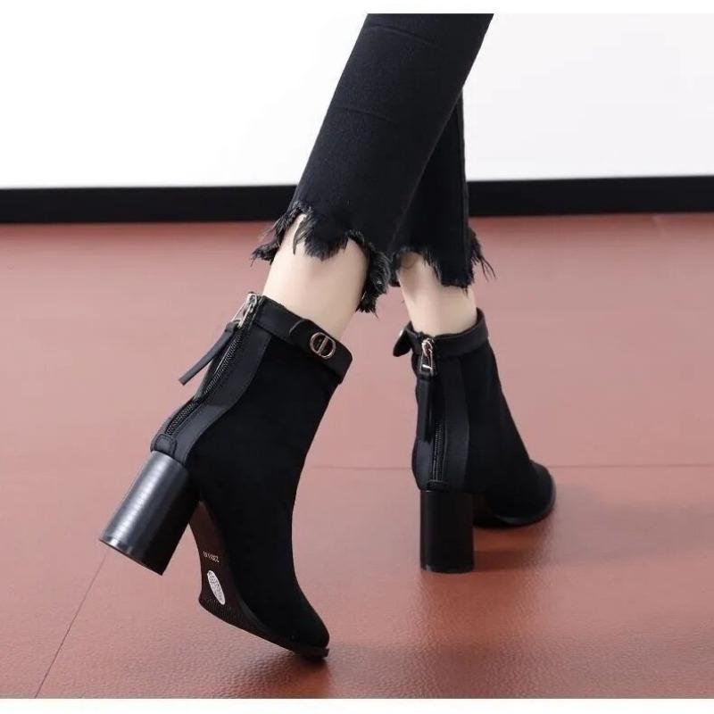 Coarse Heel Fashion Boots New Autumn Ladies Retro Versatile Style Coarse Heel High Heel Martin Boots Women