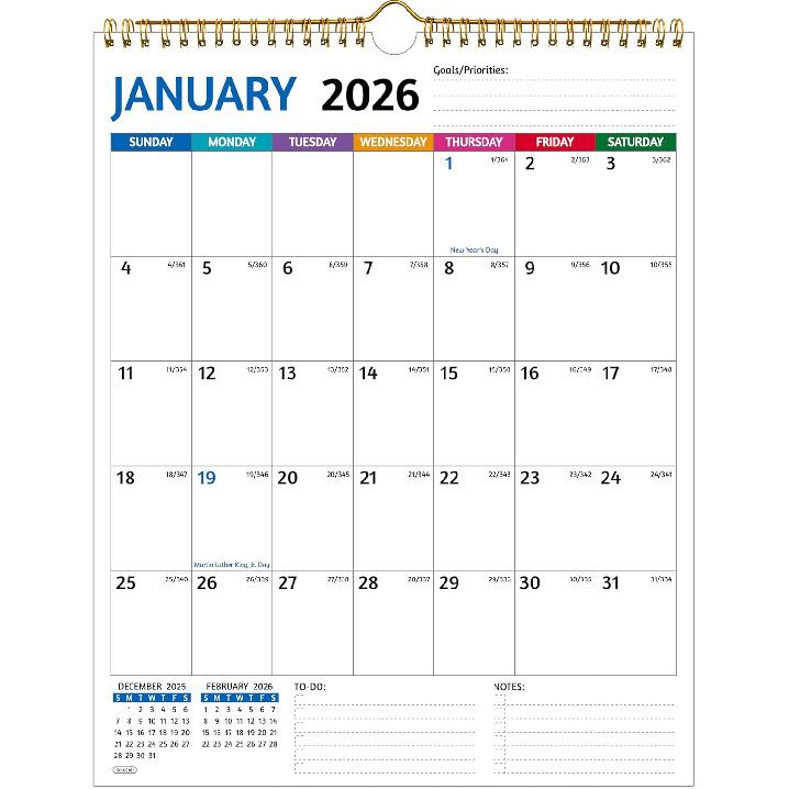 Wall Calendar 2026-2027 – Calendar 2026-2027 Wall, 18-Month Calendar, Jan 2026 - Jun 2027, 11.5 x 14.5 In, 2026 Calendar with Large Blocks, Thick
