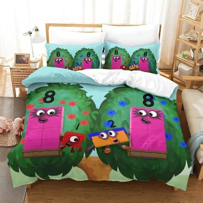 Modisches 3D-Druck-Cartoon-Bettwäscheset mit N-Nummernblöcken, Doppelbett, Twin, King-Size-Bettbezug, Bettdecke, Kissenbezug, Jungen, Mädchen, Erwachsene, Schlafzimmer
