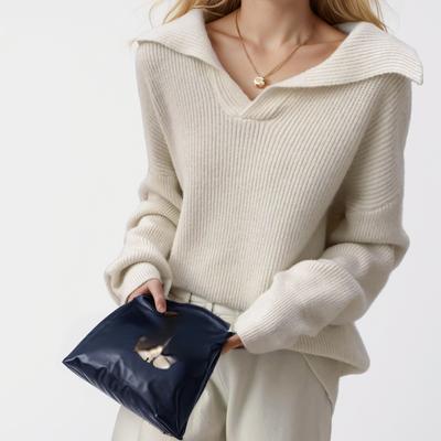 DIMANAF 2024 Sonbahar Kadın Kazakları Kış Balıkçı Yaka Üstler Kadın Örgü Temel Fermuarlı Düz Tişörtler