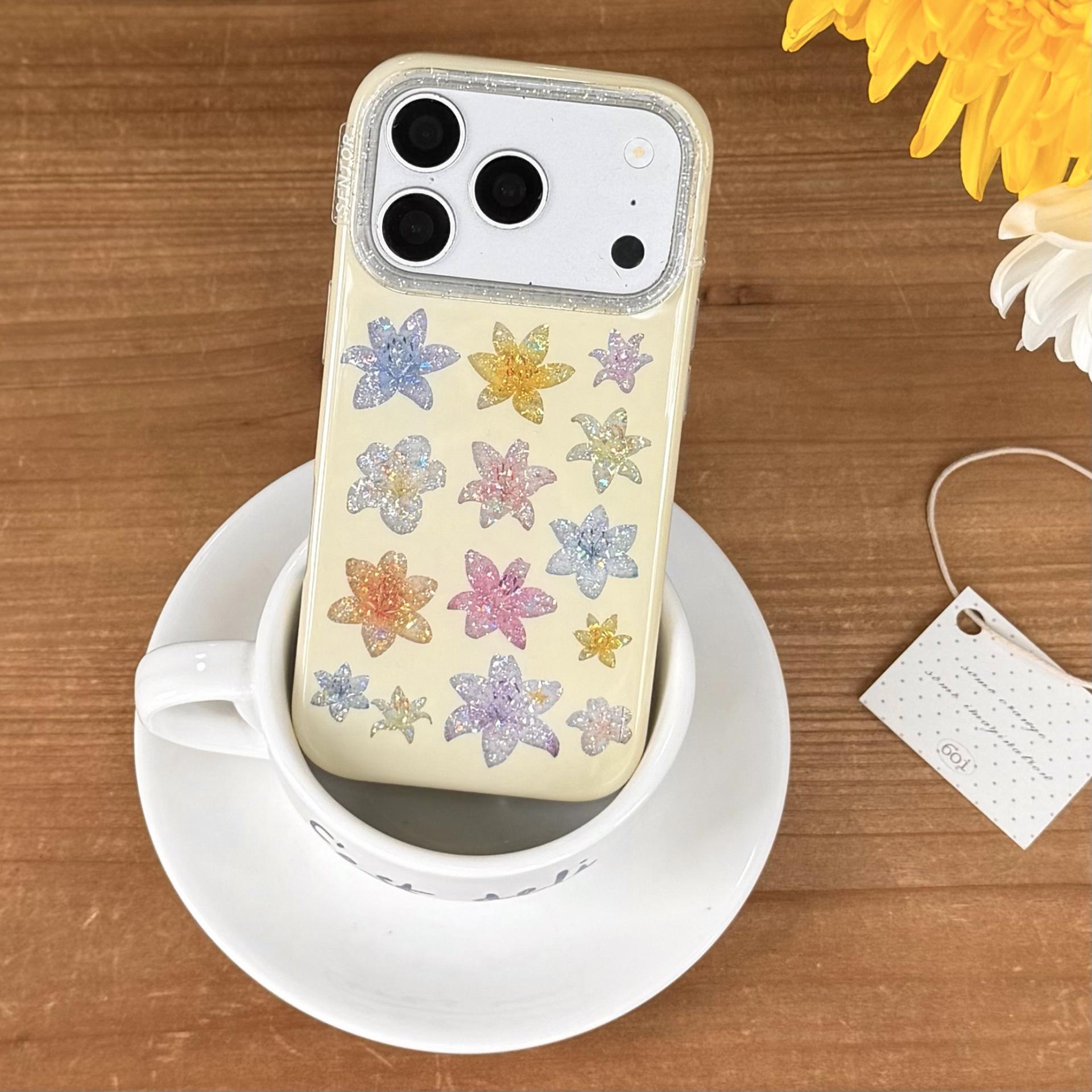 

Spring Gold Lily iPhone 17 Pro Max Case Compatible with Apple 16/15/14 iPhone 13