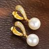 Huitan Korean Imitation Pearl Dangle Earrings for Women Gold Color Love Earrings Temperament Girl Ear Accessories Trendy Jewelry
