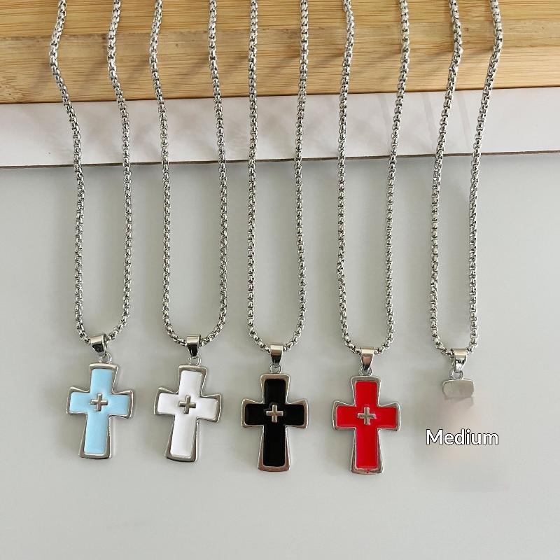 Cool Dopamine Religion Cross Pendant Necklace Niche Design All-Match Baptism Clavicle Necklace