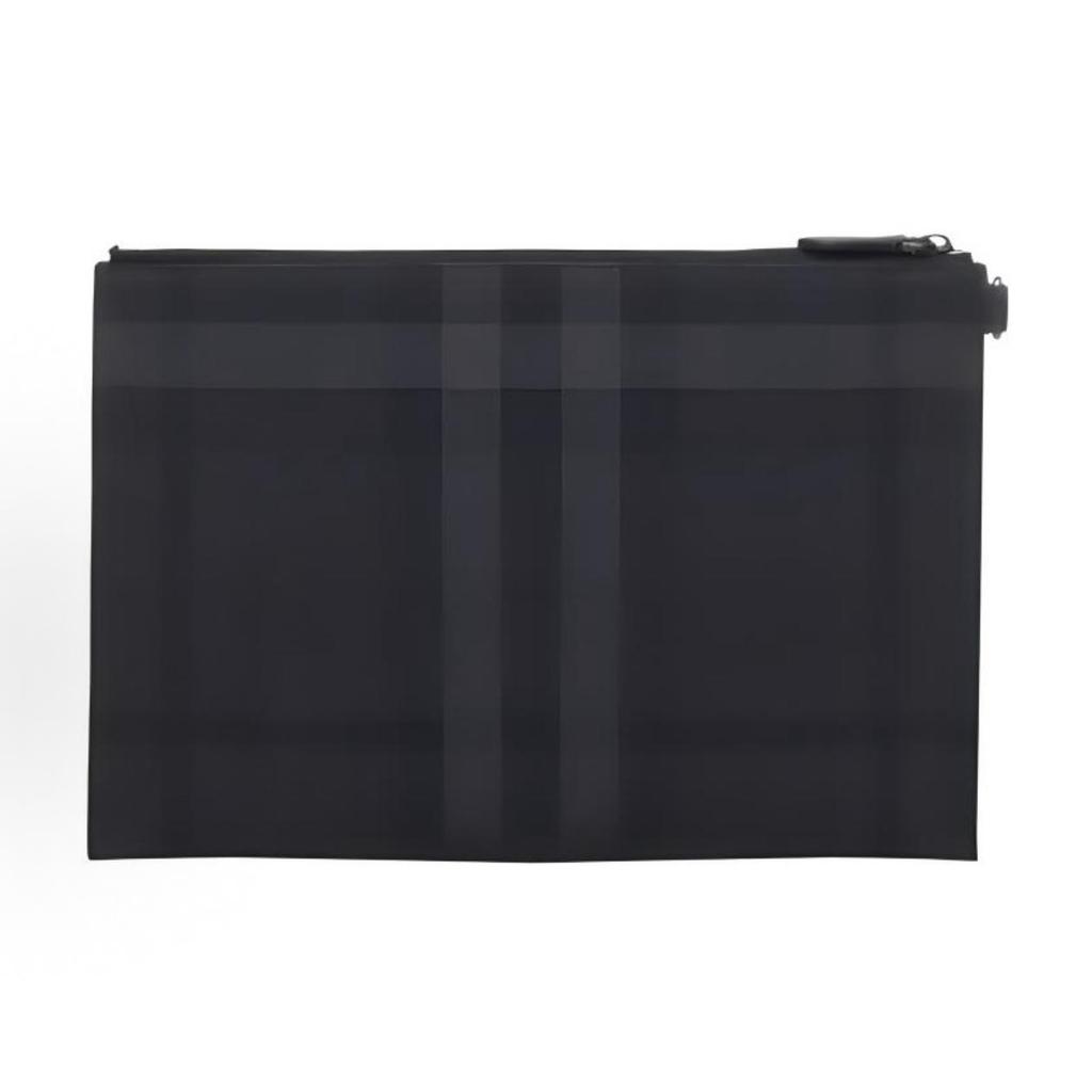 [Pre-Owned] Classic Check Print Zip Closure Cotton Clutch - Excellent #1BGZJ0V