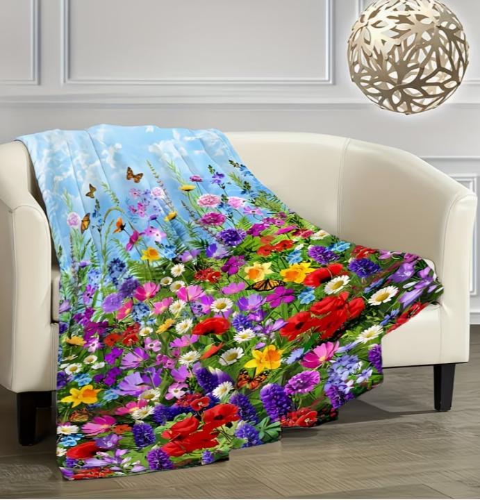 Floral Pattern Flannel Blanket Gift Blanket for Family and Friends Blanket Throw Blanket, Sofa Blanket and Travel Multi-purpose 75cmx90cm