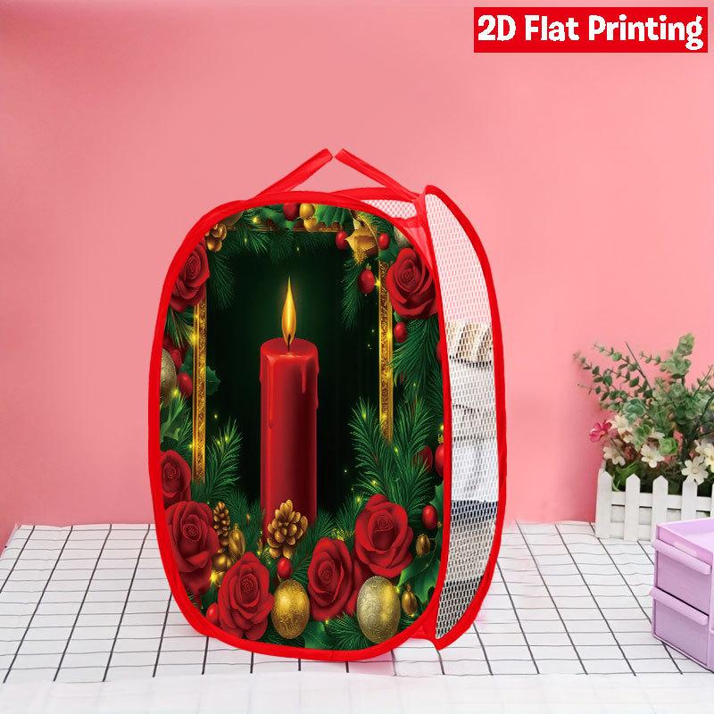 1Pcs Christmas Faceless Gnome Pop-Up Laundry Hamper Expandable Mesh Hamper Basket for Room Bedroom Bathroom Organization Contemporary Storage