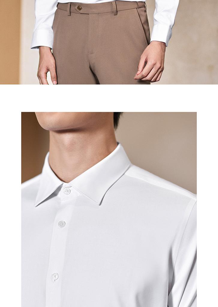 Langdeng Cotton Wool Long Sleeved White Shirt for Business Formal Wear