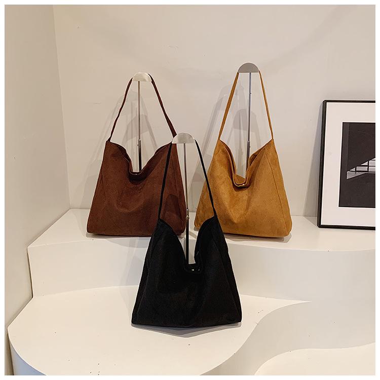 2024 Retro Suede Tote: Large Capacity Shoulder Bag for Work & Commute