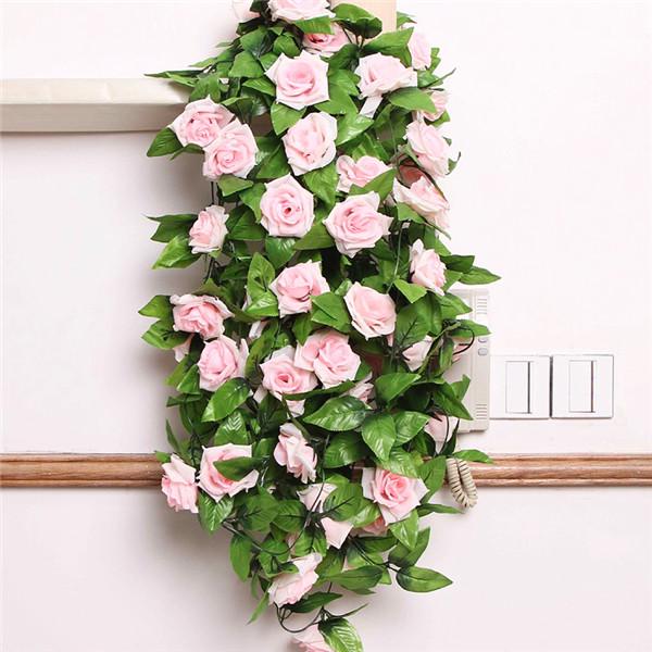 Kunststoff Seidenblumenranke Efeu Grünblatt Künstliche Rose Festival Party Hochzeitsblumen Heimdeko AVE