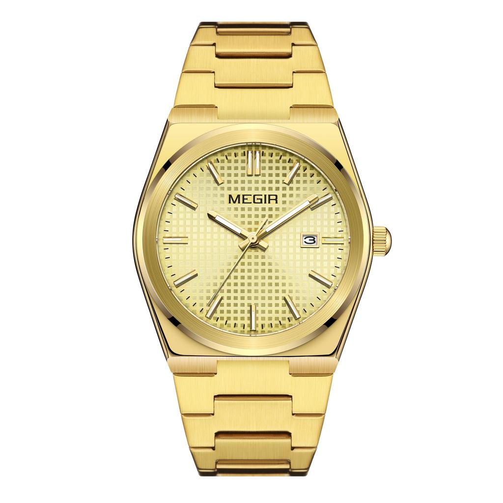 Megir Luxus Business Uhren für Herren Edelstahlarmband Wasserdicht Leuchtend Kalender Herren Quarz Armbanduhr Uhr Reloj Hombre 1086