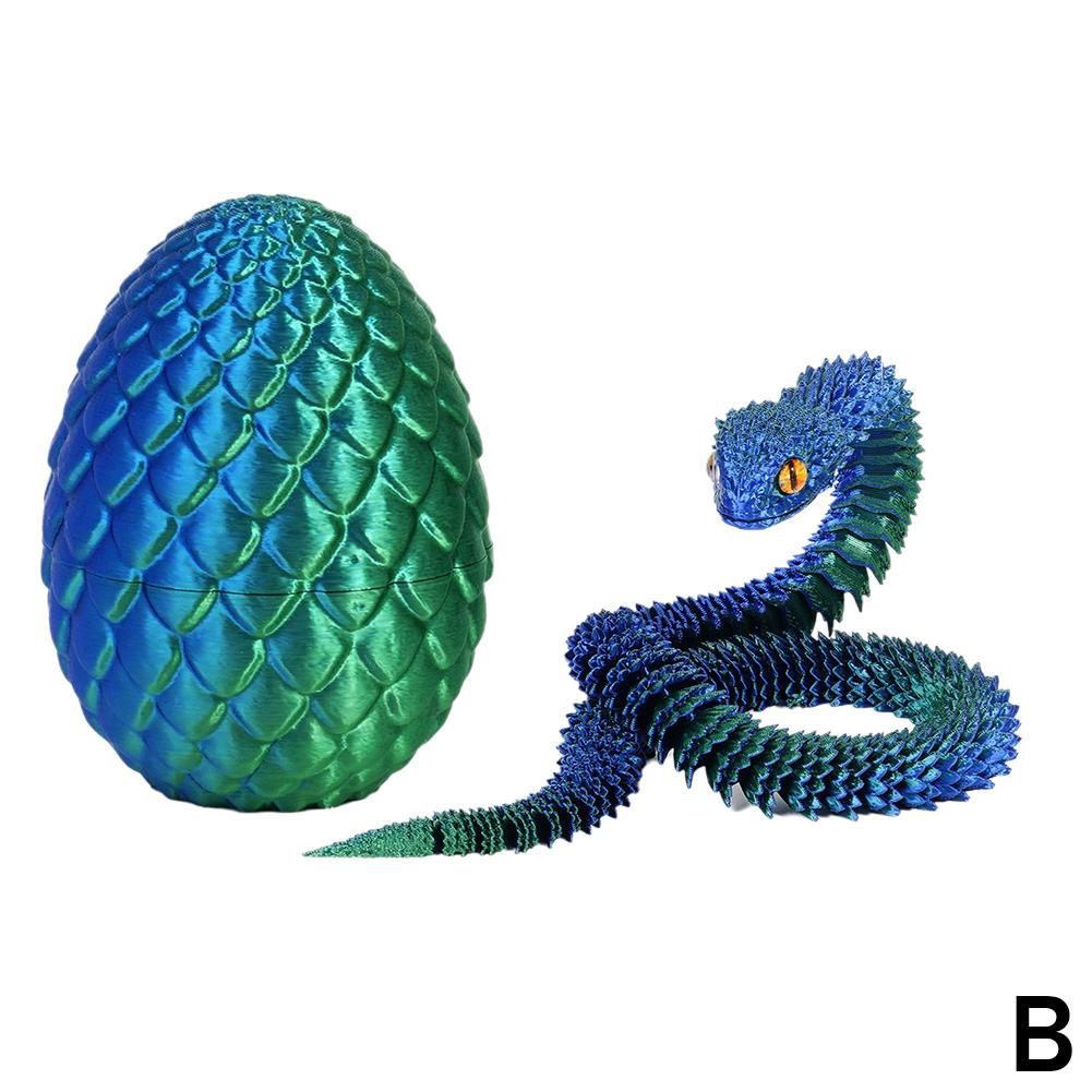 3D-печать Крутое Яйцо Змея-Дракона Многосуставное Новое Пасхальное Горячая Распродажа Подарок Декомпрессия Детские Игрушки Настольное Украшение