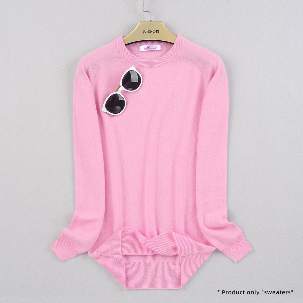 Dámský kašmírový svetr s kulatým výstřihem pro teplo a pohodlí pletený svetr s dlouhým rukávem