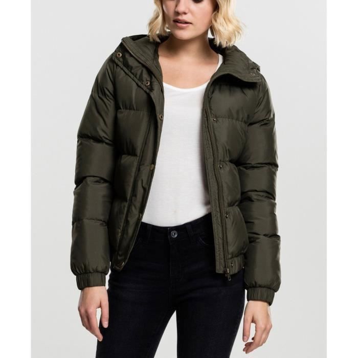 Veste d'hiver - Urban Classics - Hooded Puffer - Vert - 100% polyester - Poches latérales