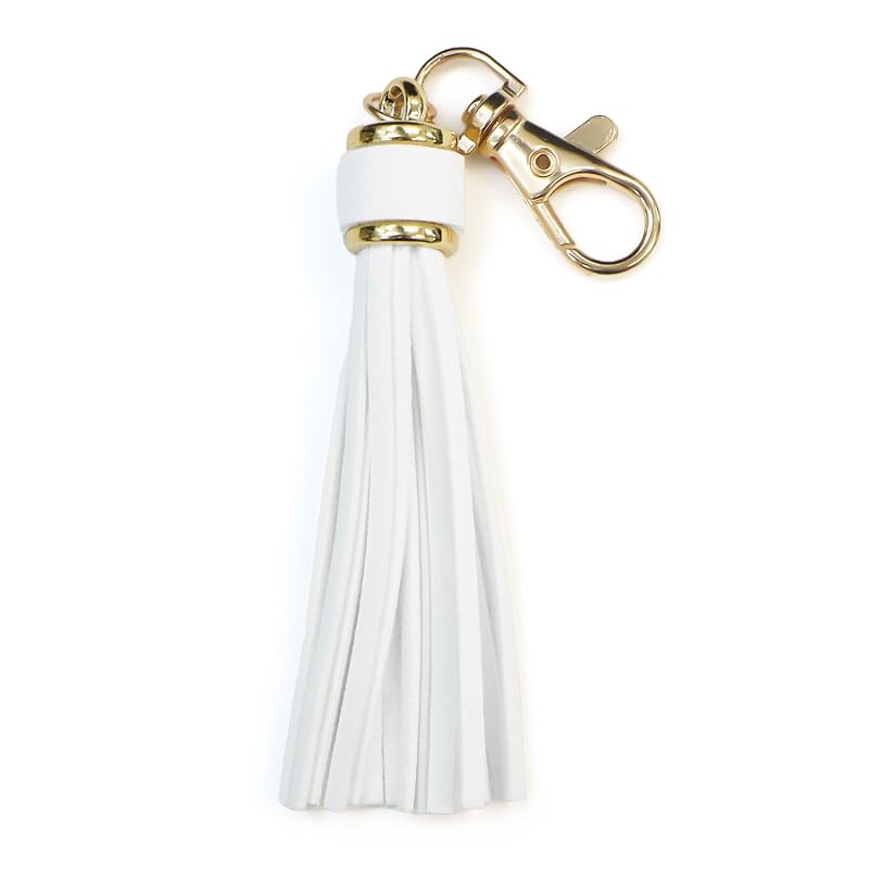 

tassel charm PU leather With eggplant Total length approximately 13cm [white] white Synthetic leather handicraft decoration handmade accessories strap