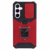 For Samsung Galaxy A55 5G Case PC+TPU Card Holder Phone Kickstand Cover with Slide Lens Lid