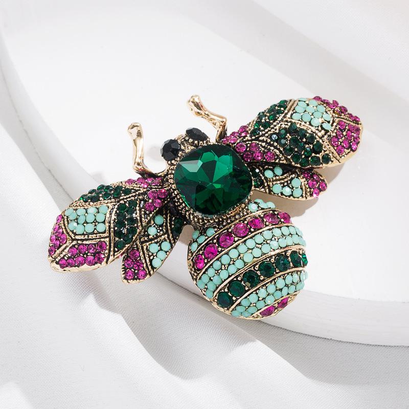 Vintage Full Diamond Insect Corsage Temperament Elegant Bee Brooch Cute Personality Accessories
