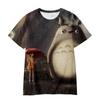 3D Hayao Miyazaki Cartoon Totoro Pattern Printed Casual Short Sleeved Children's Boy T-shirts - Soft Medium Stretch Fabric Summer Relaxed Fit Clothing