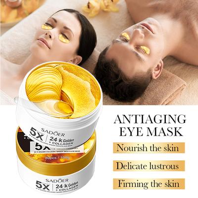 60pcs SADOER 24K Golden Crystal Collagen Eye Mask Anti Dark Circles Moisturizing Anti Wrinkles Anti-aging Seaweed Eye Patches