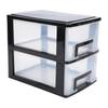 Schreibtisch mit 2 Schubladen, Kunststoff, stapelbar, transparent, Desktop-Aufbewahrungsbox für Büromaterial, für Zuhause, Wohnheim