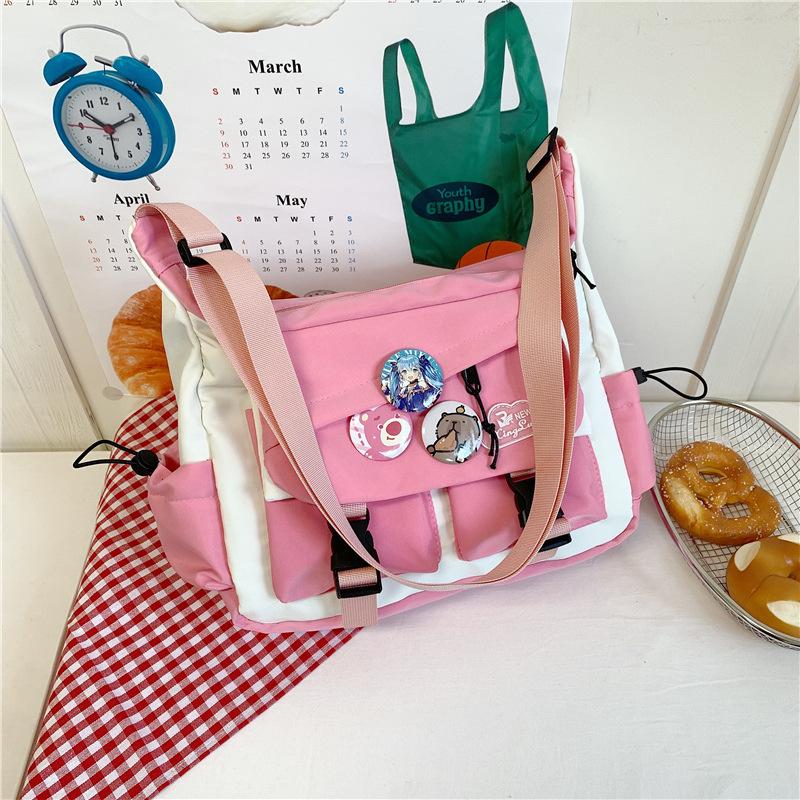 

Сумка кроссбоди модного бренда большой вместимости осенняя новая наплечная сумка повседневная сумка-мессенджер универсальная маленькая сумка-саквояж розовый