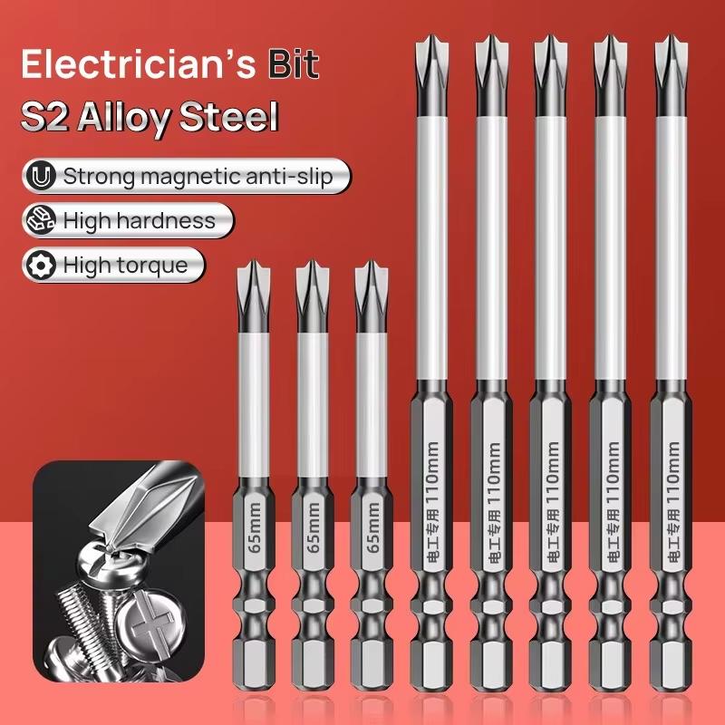 Non-slip Cross Screwdriver Set Magnetic Batch Head Magnetic Batch Head Impact Screw Driver Bit 65mm  110mm
