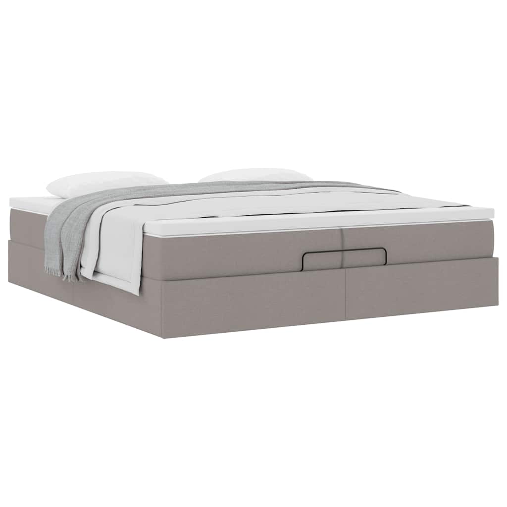 Ottoman Bed with Mattresses Taupe 200x200 cm Fabric