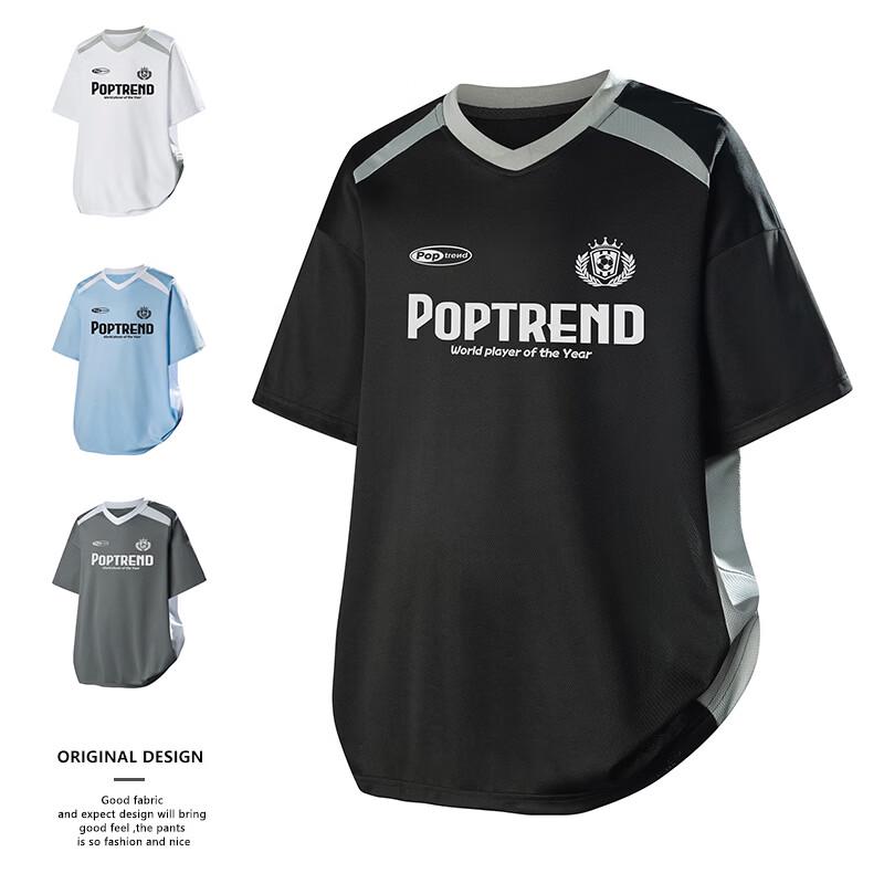 MEDE Men s Color Block V-Neck Loose Fit T-Shirt L