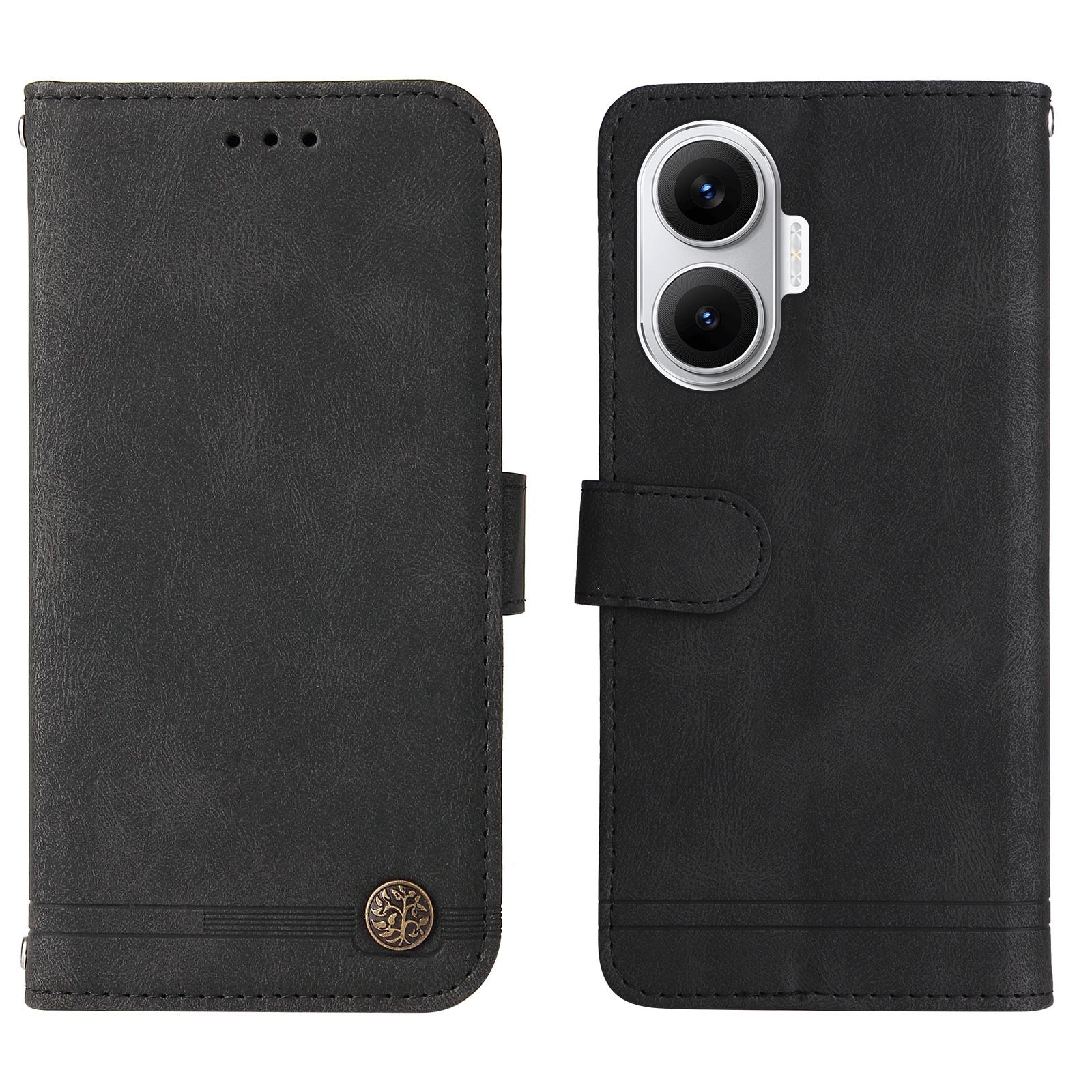 

For Xiaomi Poco F7 5G Leather Wallet Cases Skin Touch Phone Cover Stand with Strap Black