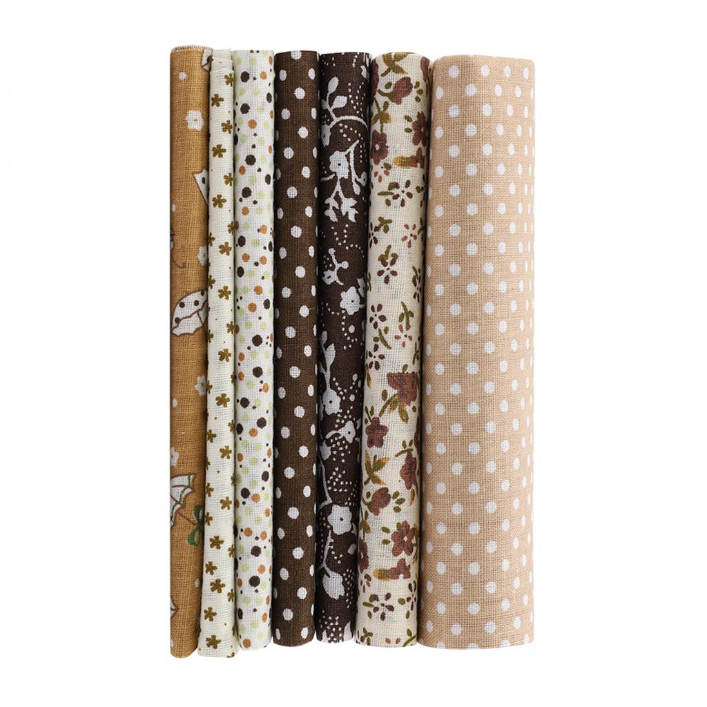7 stk 50*50 cm Bomullsstoff DIY Assorted Squares Pre Cut Sengesett Quarters Bundle (brun)