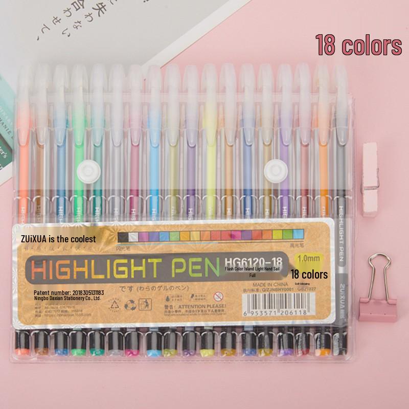 TikTok Flash Pen Set: Cute Korean Fluorescent Highlighters & Neutral Pens