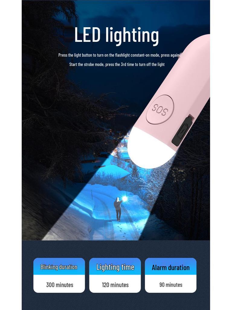 Rechargeable Dual-mode High Decibel Personal Alarm for Self-defense