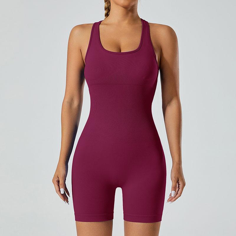 New Seamless Jumpsuit Yoga Suit, Backless and Hip Lifting Slimming Fitness Pants, High Elasticity Sports Yoga Suit, Jumpsuit Shorts for Women