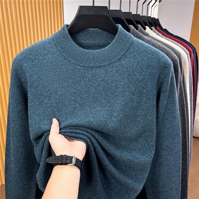 Men's Solid Color Pullover Wool Sweater