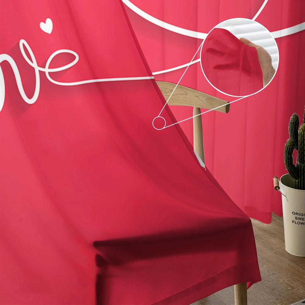 Valentinstag Love Line Moderne Tüllvorhänge für Wohnzimmer, Schlafzimmer, Zuhause, Küche, Fenster, transparente Vorhänge