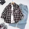 Girls' Cartoon Plaid Jacket & Jeans Three-Piece Set - Spring/Autumn 2026 Collection