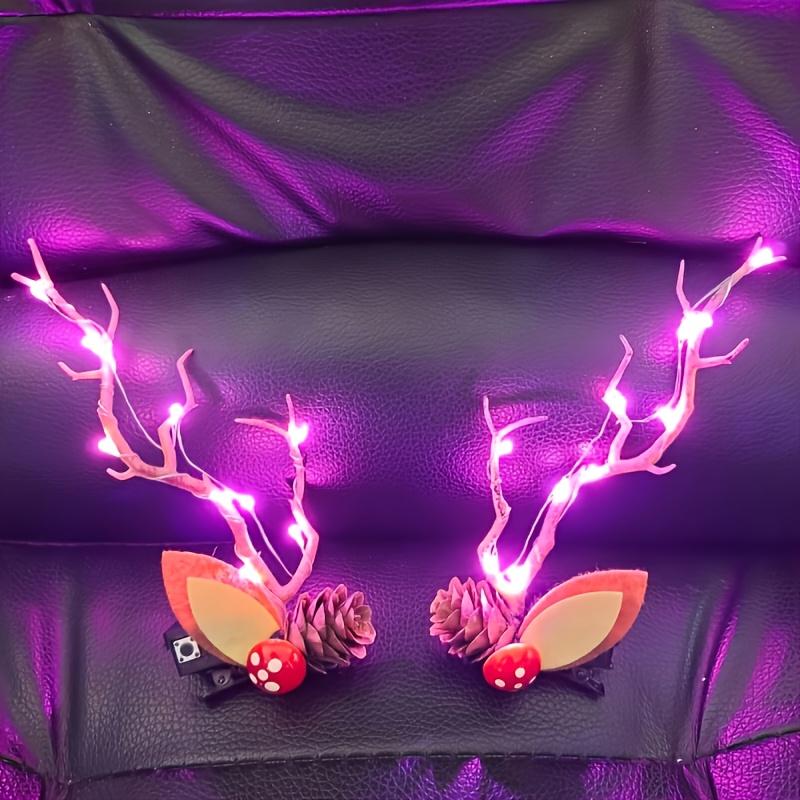 1PAIR Christmas Elk Colorful Hairpin Light, Three Light Modes Adjustable, Dress Up Costume, Stage Show Christmas Gift