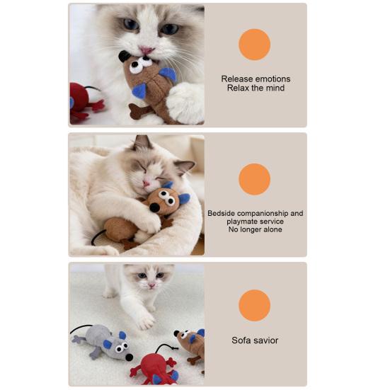 Plush Catnip Mice Toy Realistic Mouse Shaped Cat Bite Toy Interactive Stuffed Small Rat Toy for Kitten Indoor Cats