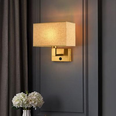 Wall Sconce with Switch LED Fabric Lampshade Wall Lamps for Bedside Bedroom Living Room Stairs Hotel Home Decoration AC85-265V