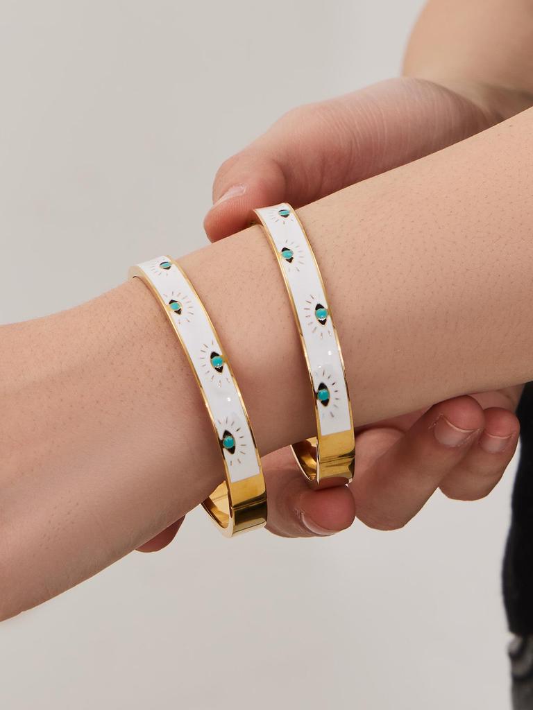 Devil's Eye Enamel Bracelet: Stylish Stainless Steel Handband for Women