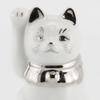 Seto ware right platinum approximately 5cm diameter x 9cm mini good luck made in Maneki-neko (beckoning cat) figurine, white, paw, finish, height,