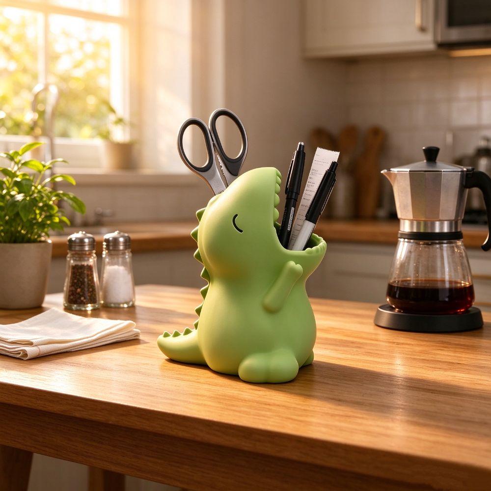 Organisateur de Bureau Dinosaure Imprimé en 3D Grande Capacité Stylo Cartoon Fournitures Scolaires