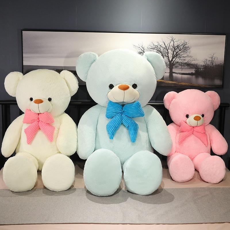 Large Bow Tie Teddy Bear Doll Plush Toy Couple Hug Bear Doll Girl Company Soothing Rag Doll