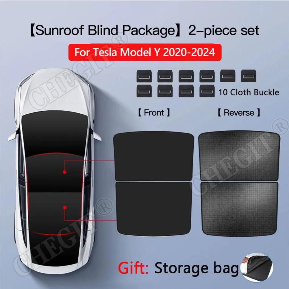 Sun Shades For Tesla Model 3/ Y 2017-2025 Ice Cloth Buckle Sun Pare Glass Front Rear Glass Roof Sunroof Skylight Accessories