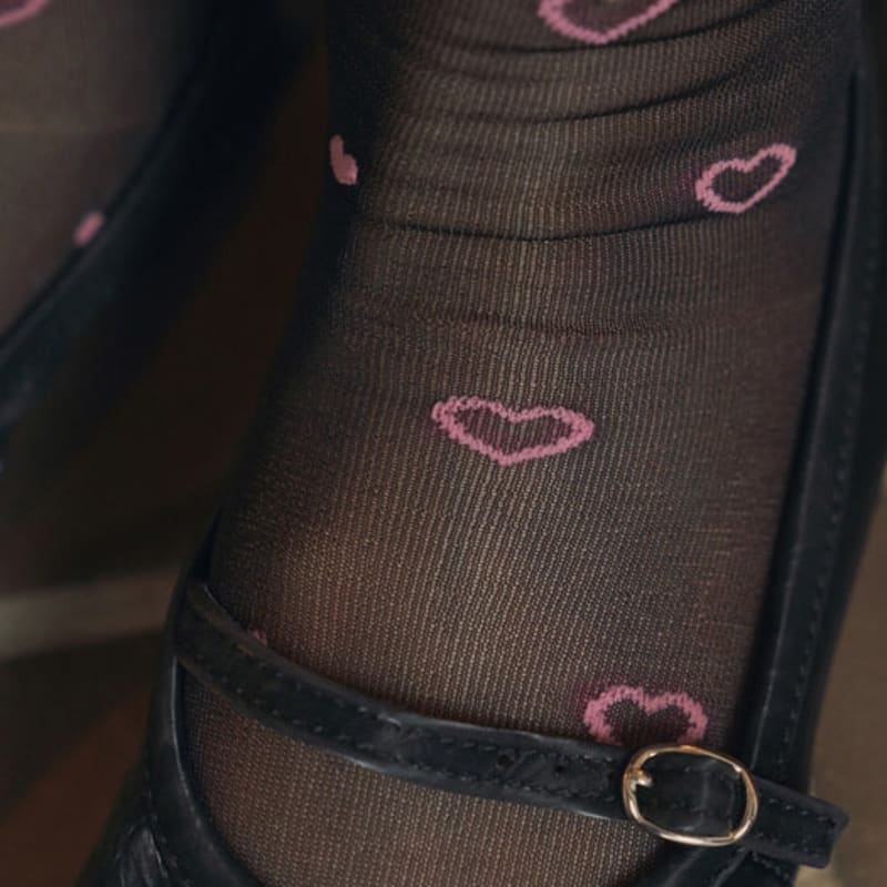 SOCKS APPEAL Pink Heart Mid Calf 30d Black