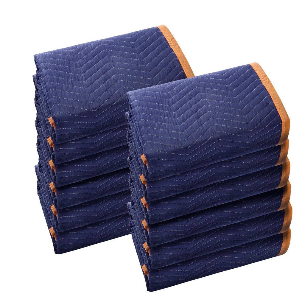 Moving Blankets, 80" x 72", 35 lbs/dz Weight, 12 Packs, Professional Non-Woven & Recycled Cotton Packing Blanket, Heavy Duty Mover Pads for Protecting