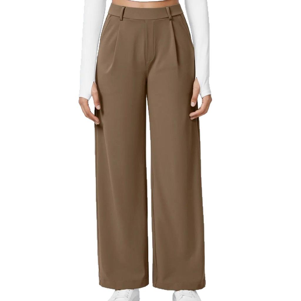 Women's High Waist Pleated Wide Leg Trousers