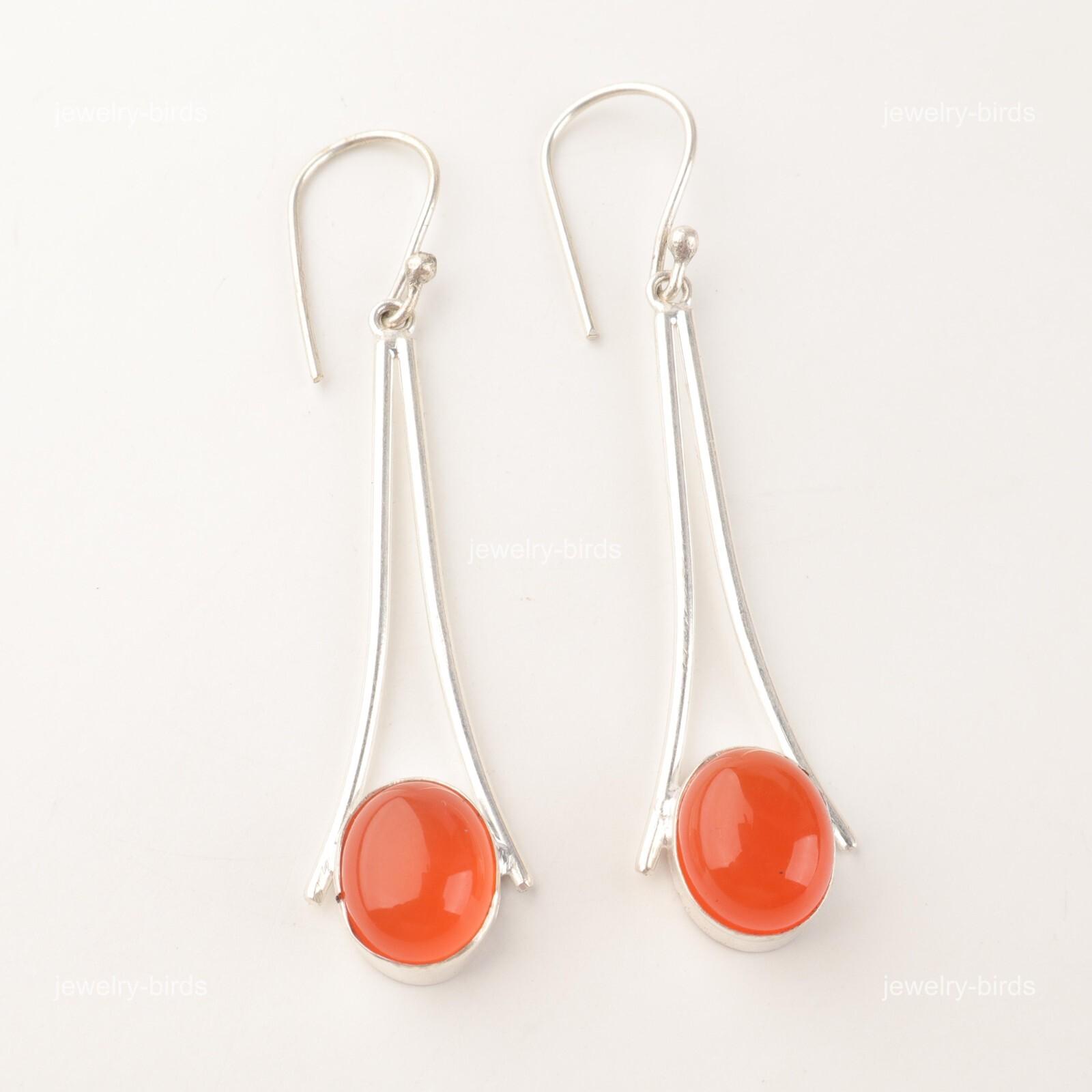 

Сердолик Камень 925 Стерлинговое Серебро Ручной Работы Висячие Серьги-Капли Подарок Маме EE-136-28