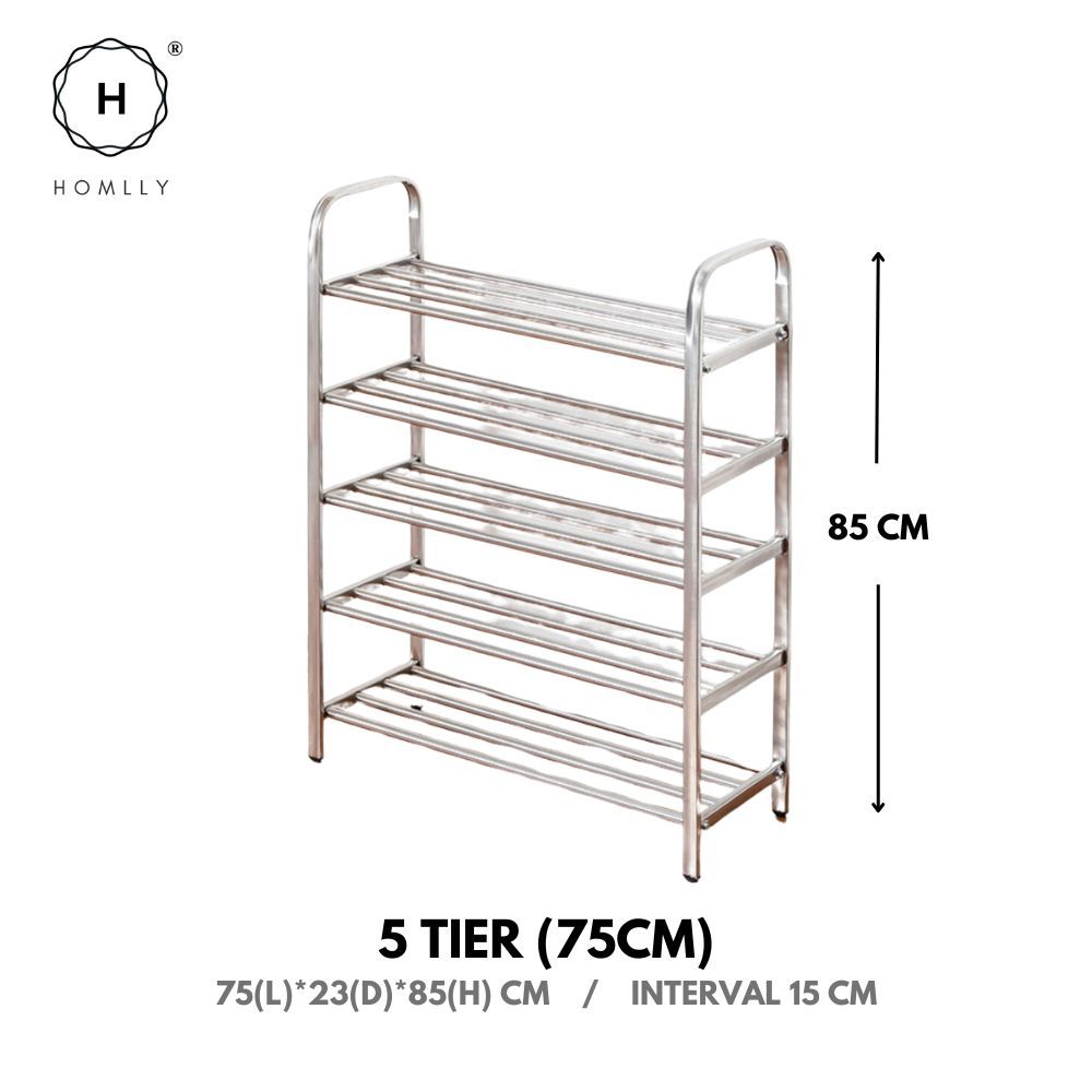 Homlly Tonii Stainless Steel Shoe Rack (2/3/4/5/6 Tier)