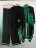 Women's Autumn Casual Three-Piece Set: Knitted Cardigan, Shawl Cape, Wide-Leg Pants