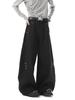 Men's Spring Black Scimitar Wide-Leg Trousers – High-End Silhouette, Casual Fit